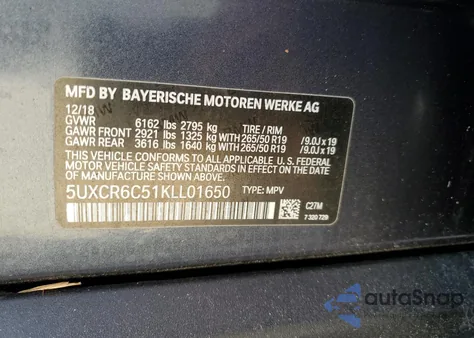 2019 BMW X5 xDrive40I z USA, uszkodzony, nr VIN 5UXCR6C51KLL01650